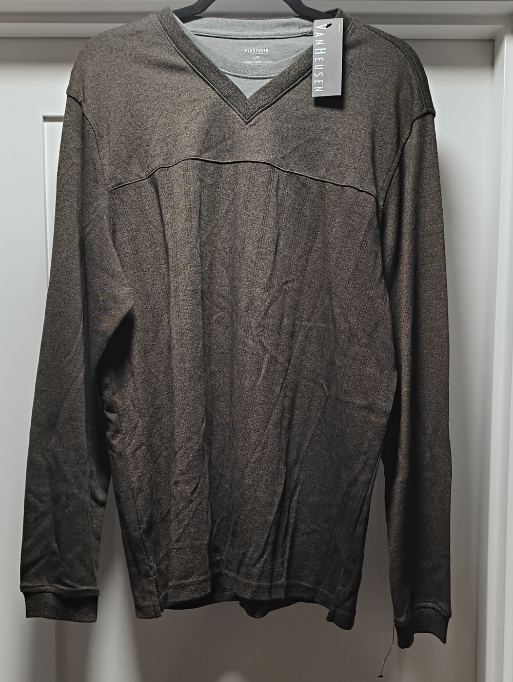 Van Heusen Men's V-Neck Long Sleeve Sweater - Brown